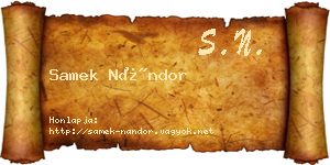 Samek Nándor névjegykártya